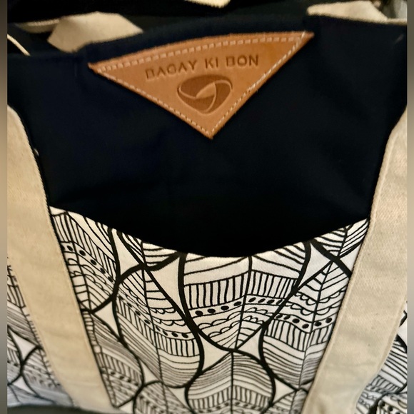 Handmade Artisan Burlap Tote by “Bagay Ki Bon” Creole, “Good Things” - Picture 9 of 11